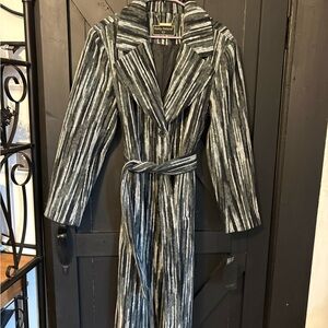 Kathy Ireland Black and White Striped Coat